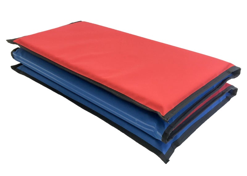 KinderMat, EnduroMat, Durable Kids Rest Mat, Reinforced Vinyl, 1 or 2 Inches Thick, 48 x 24 Inches, Black Binding, Red/Blue (1 inch) - Image 1